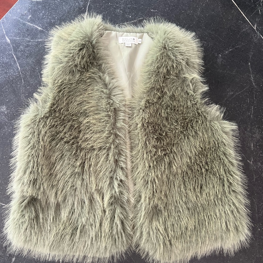 Molly Bracken Green Faux Fur Vest